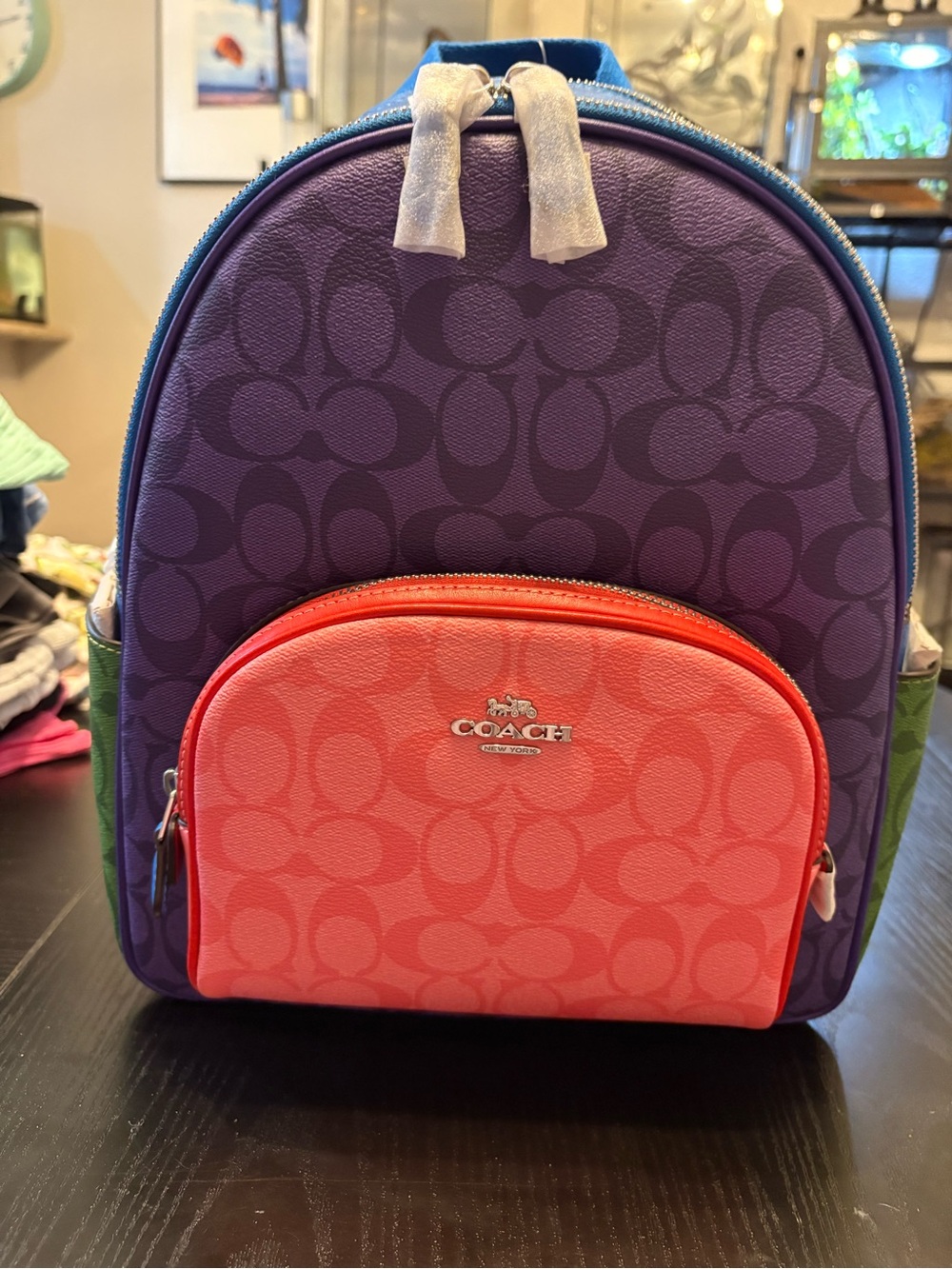 Coach Colorblock Mini Backpack - Purple & Coral